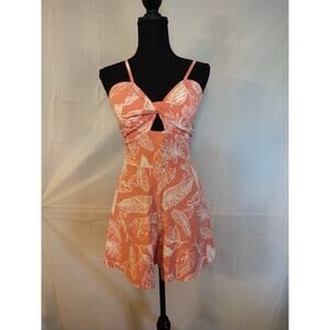 NWT Vilkoketa Front Knot Floral Women's Romper Tie & Elastic Back Pink White